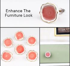 Pink Solid Gold Line Ceramic Dresser Knob Online