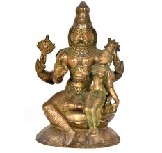 Brass Laxmi Narsimha Statue With Laxmi On His Lap