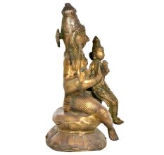 Brass Laxmi Narsimha Statue With Laxmi On His Lap