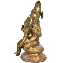 Brass Laxmi Narsimha Statue With Laxmi On His Lap