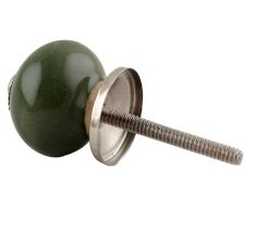 Solid Dark Olive Green Small Ceramic Cabinet Knob Online