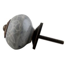 Light Grey Leaf Flower Knob
