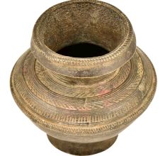 Bronze Tribal Patterned Water Pot With Irregular Mouth Design