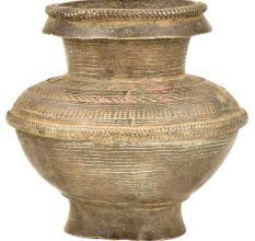Bronze Tribal Patterned Water Pot With Irregular Mouth Design