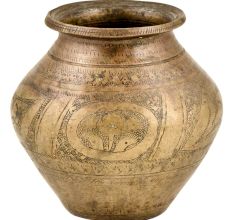 Radha Krishna Engraved Leaves Holy  Water Pot