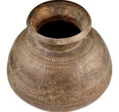 Hand Crafted Brass Water Pot With Tribal Style Engraving