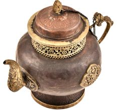 Handmade Copper Teapot With Embossed Design & Chain