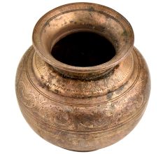 Floral Design Hand Carved Design Brass Water Pot