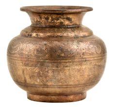 Floral Design Hand Carved Design Brass Water Pot