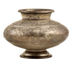Hand Crafted Brass Pot With A Large Belly And Small Mouth
