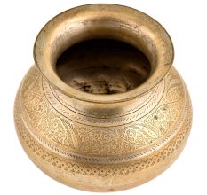 Delicately Carved Floral Vines Engraved Brass Water Pot
