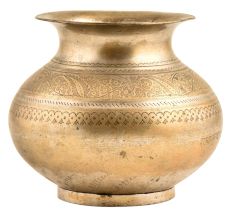 Delicately Carved Floral Vines Engraved Brass Water Pot