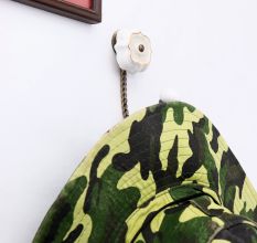 Cream Solid Gold Line Ceramic  Hook In Antique Fitting