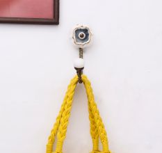 Grey Solid Gold Line Ceramic Hook In Antique Fitting