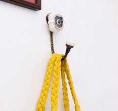 Grey Solid Gold Line Ceramic Hook In Antique Fitting