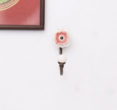 Pink Solid Gold Line Ceramic Hook In Antique Fitting