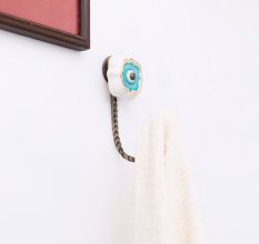 Sea Green Solid Gold Line Ceramic Hook In Antique Fitting
