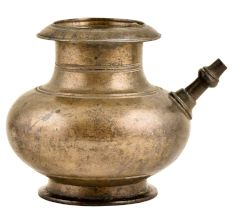 Brass  Bulbous Form Holy Water Pot With Spout