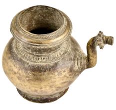 Brass  Bulbous  Holy Water Pot With Floral Design On Spout