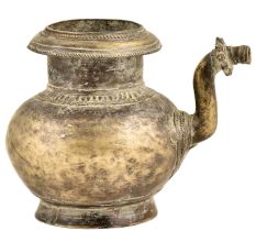 Brass  Bulbous  Holy Water Pot With Floral Design On Spout