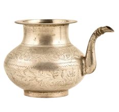 Brass Engraved Floral Design  Bulbous Form Water Pot With Spout