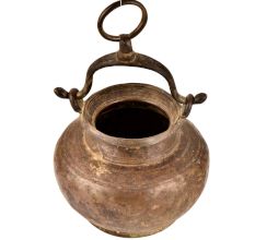Handmade Brass Pot With Black Brass Handle And Hanging Yolk