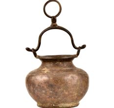 Handmade Brass Pot With Black Brass Handle And Hanging Yolk