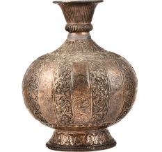 Traditional Handmade Copper Repousse Floral Pot or Vase