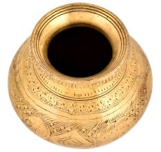 Peacock Engraved India Traditional Home Decoratiion Brass Pot