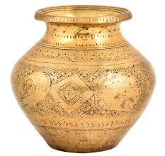 Peacock Engraved India Traditional Home Decoratiion Brass Pot