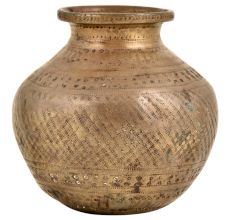 Tribal And Pattern Engraved Brass Holy Water Pot
