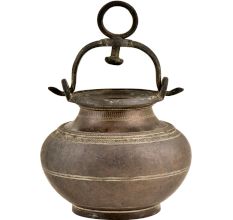 Traditional Brass Pot With Black Brass Handle And Hanging Yolk