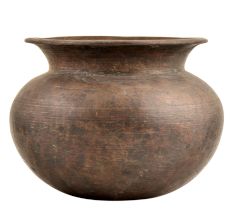 Unique Brass Tribal Style Bronze Pot With Incised Concentric Rings
