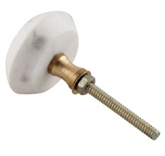 White Electrum Plate Round Stone Cabinet Knobs