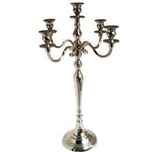 5 Light Candle Stand In Silver