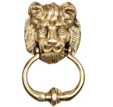 Golden Brass Lion Head Door Knocker Ring
