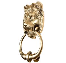 Golden Brass Lion Head Door Knocker Ring