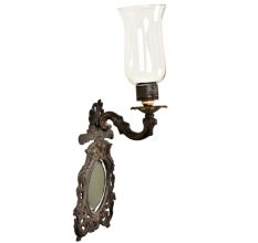 Indian Engraved Frame Glass Mirror with Lamp
