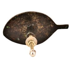 Brass Handmade Leaf Shaped Knob With Green Patina