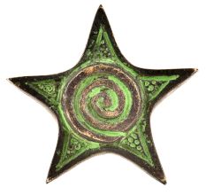 Hand Made Brass Star Spiral Cabinet Hardware With Green Patina