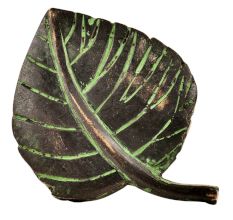Brass Betal Leaf Shape Drawer Knob With Patina