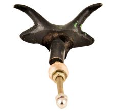 Brass Steer Head With Horns Drawer Knob And Patina