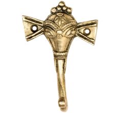 Hand Made Tribal Elephant Face Brass Wall Hook