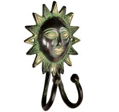 Bronze Patina Sun Face Wall Hooks Hanger