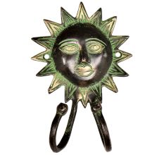 Bronze Patina Sun Face Wall Hooks Hanger