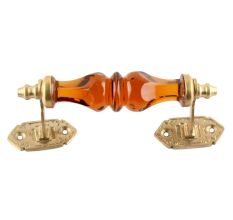 Amber Glass Big Gold Door Handles