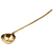 Brass Serving Spoon With A Shallow Rounded BowlÂ And Long Hande