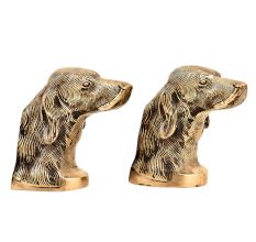 Hand Crafted Brass Golden Retriever Dog Bust Heavy Bookends