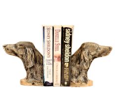 Hand Crafted Brass Golden Retriever Dog Bust Heavy Bookends