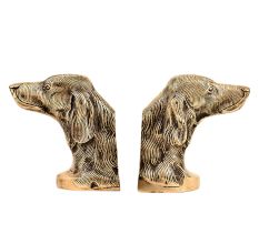Hand Crafted Brass Golden Retriever Dog Bust Heavy Bookends